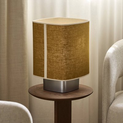 MARKET SET Lampe en tissu jaune curry et m&eacute;tal 41cm Dolce - 