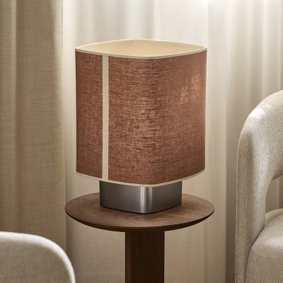 MARKET SET Lampe en tissu marron li&egrave;ge et m&eacute;tal 41cm Dolce - 