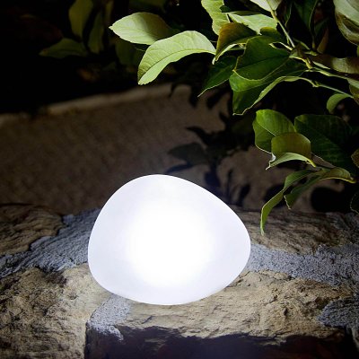 LUMISKY Lampe solaire d&eacute;corative galet SOLENZARA Transparent Verre D16cm