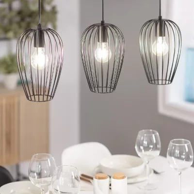 LEDKIA Lampe Suspendue Telmi 3 Spots Noir Noir
