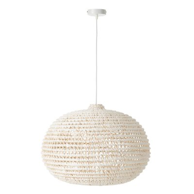 PARIS PRIX Lampe Suspension En M&eacute;tal ""torsade"" 55cm Blanc