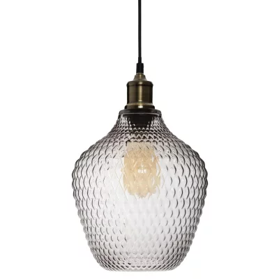 ATMOSPHERA Lampe Suspension Verre Fum&eacute; Omaha 25cm Gris
