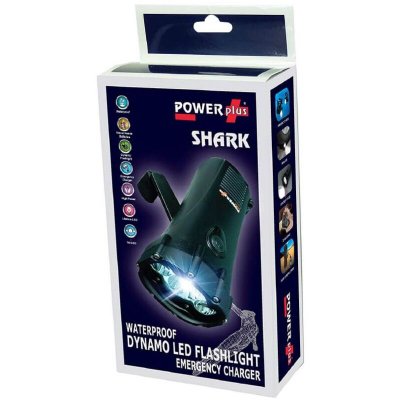 EQWERGY Lampe torche dynamo &eacute;tanche avec chargeur gsm shark