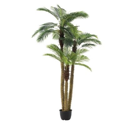 Lana Deco - palmier 3 parties real touch en pot plastique vert - Vert