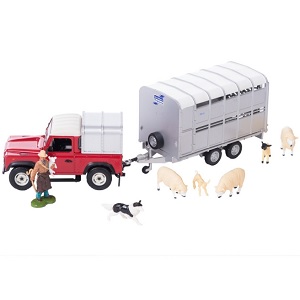 BRITAINS Land rover avec remorque animaux et personnage