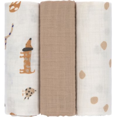 LASSIG Lange mousseline l little mateys bleu roi 3 pcs ass., 85 x 85 cm