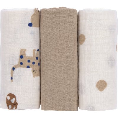 LASSIG Lange mousseline m little mateys bleu roi, 3 pcs ass., 60 x 60 cm