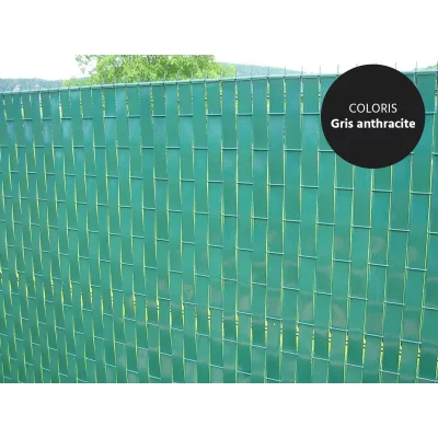 JARDILINE Lani&egrave;re PVC pour palissade largeur 43 mm x 60 m+100 clips- Gris -  