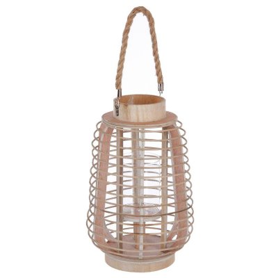 PARIS PRIX Lanterne en rotin ethnique Azia - H. 33 cm - Beige