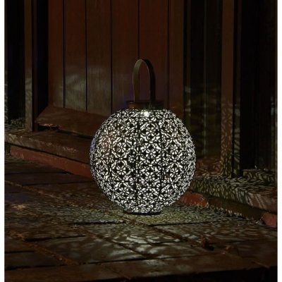 SMART GARDEN Lanterne solaire LED en m&eacute;tal forme globe hauteur 33cm Damsque