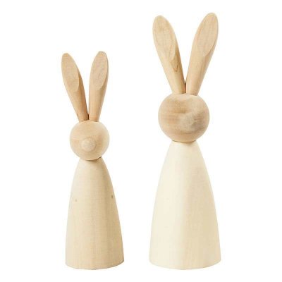 Lapins en bois - 14 cm et 12 cm - 2 pcs