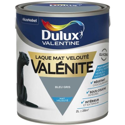 DULUX VALENTINE Laque boiseries et m&eacute;tal Val&eacute;nite  mat bleu gris 2L