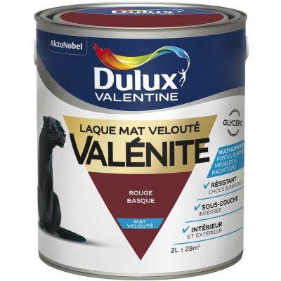 DULUX VALENTINE Laque boiseries et m&eacute;tal Val&eacute;nite  mat rouge basque 2L
