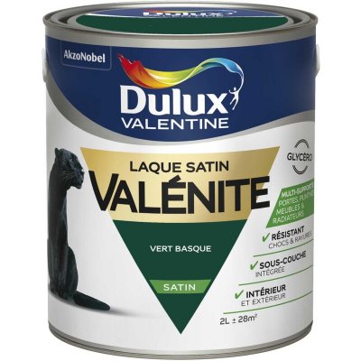 DULUX VALENTINE Laque boiseries et m&eacute;tal Val&eacute;nite  satin vert basque 2L