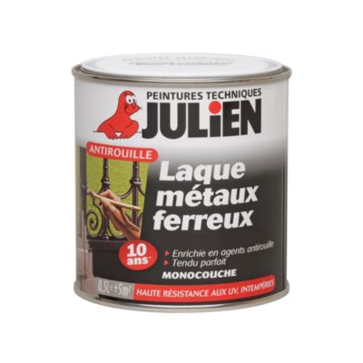JULIEN Laque M&eacute;taux Ferreux F&eacute;ricolor Blanc Finition : Satin 0,5 l