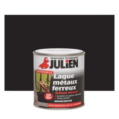 JULIEN Laque M&eacute;taux Ferreux F&eacute;ricolor Noir Finition : Brillant 0,5 L - Noir