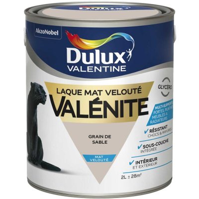 DULUX VALENTINE Laque Valenite - Multi-supports - Mat Veloute - Grain de sable - 2L