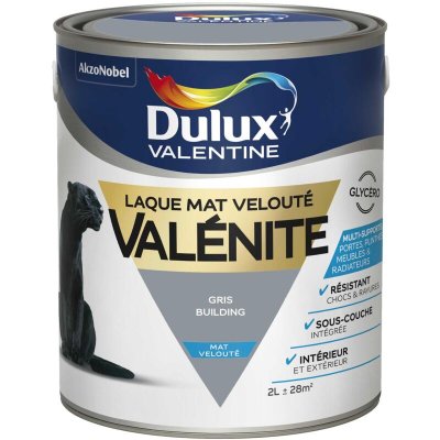 DULUX VALENTINE Laque Valenite - Multi-supports - Mat Veloute - Gris building - 2L