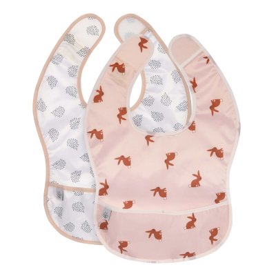 LASSIG L&auml;ssig Bavoir b&eacute;b&eacute; scratch r&eacute;ceptacle Little Forest lapin lot de 2