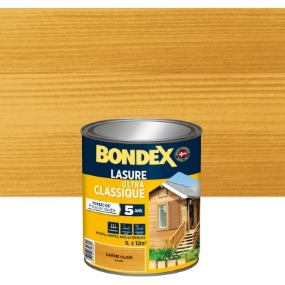 BONDEX Lasure satin&eacute;e ultra classique 5 ans  - Ch&ecirc;ne clair - Bidon 1 l