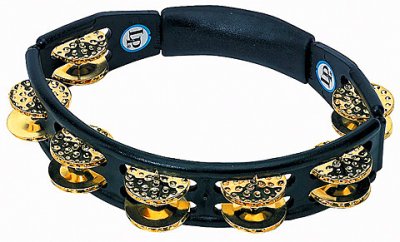 LATIN PERCUSSION  Cyclops Dimpled Tambourinee en brass jingles Noir