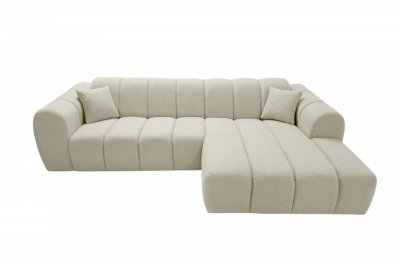 CASANOVA PARIS Laura - Canap&eacute; D'angle Tissu Bouclette 4 Places Beige Droit