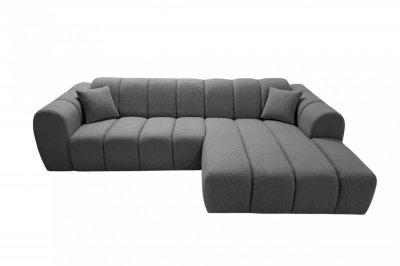 CASANOVA PARIS Laura - Canap&eacute; D'angle Tissu Bouclette 4 Places Gris Fonc&eacute; Droit