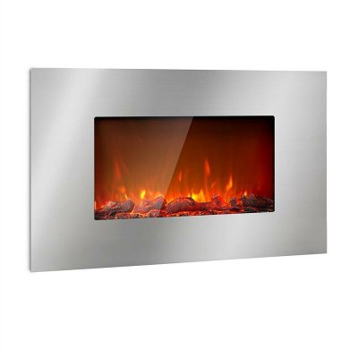 KLARSTEIN Lausanne Luxe Chemin&eacute;e &eacute;lectrique 2000W 90cm T&eacute;l&eacute;commande Inox