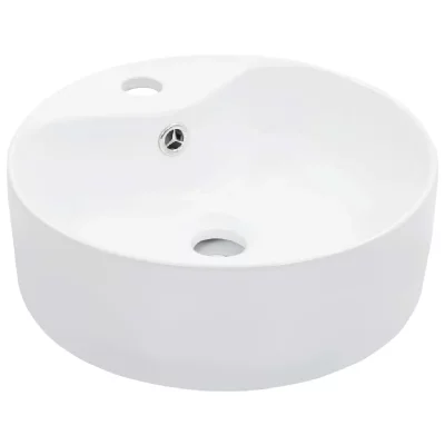 Lavabo avec trop-plein 36x13 cm C&eacute;ramique Blanc vidaXL - White