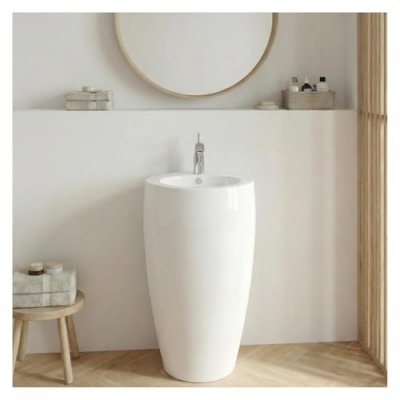 Lavabo colonne en c&eacute;ramique blanche 52 x 85 x 53 cm boston