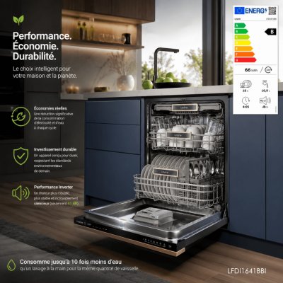 LINARIE Lave-vaisselle encastrable LFDI1641BBI 16 couverts 60 cm 41 dB Classe B