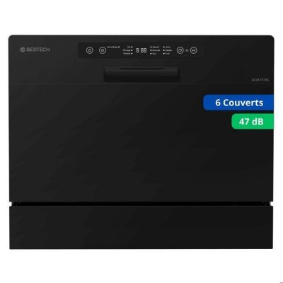 GEDTECH Lave vaisselle - - glv6t49bl - 6 couverts - 49 db - Noir