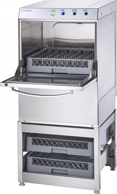 STALGAST Lave Vaisselle Universel Inox avec Base et Doseur D&eacute;tergent Panier 50 x 50 cm 
