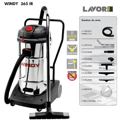 LAVOR  - Aspirateur eau et poussi&egrave;re Professionnel Pro Windy 365 ir