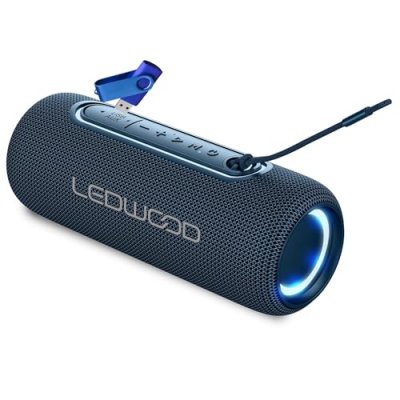 LEDWOOD LD-XT140BT-BLUE - Enceinte sans fil Bluetooth. IPX5 Resiste aux eclaboussures autonomie 6 h - Bleu