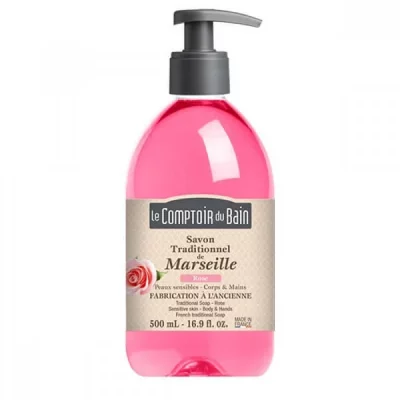 GILBERT Le Comptoir du Bain Savon de Marseille Liquide Rose 500 ml - lot de 3