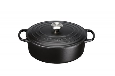 LE CREUSET  Cocotte Signature Ovale En Fonte &Eacute;maill&eacute;e, 29cm, Noir Mat
