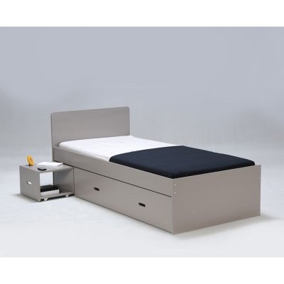 LE QUAI DES AFFAIRES  Lit ZENIA 90x190 + 1 chevet + 1 tiroir / Gris