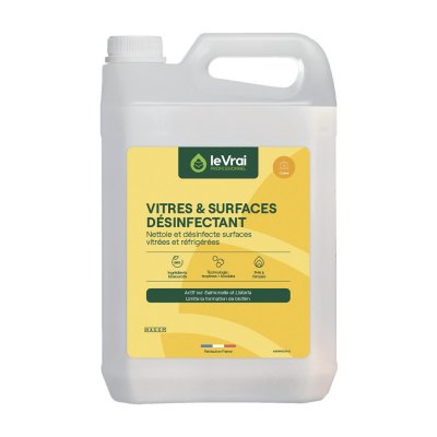 LE VRAI  Nettoyant d&eacute;sinfectant vitres et surfaces HACCP  VSD 5 L