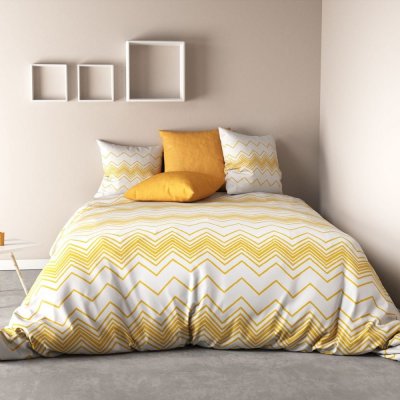 HOUSSE DE REVE LE WEST WIDE Parure de couette 100% coton - Jaune - 240x260 cm