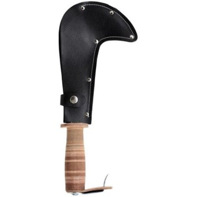 LEBORGNE  Serpe chasseur 20cm avec &eacute;tui en cuir avec manche en cuir