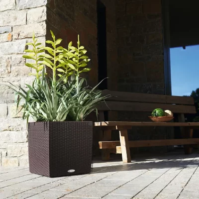 LECHUZA  Jardini&egrave;re CUBE Cottage 40 ALL-IN-ONE Moka