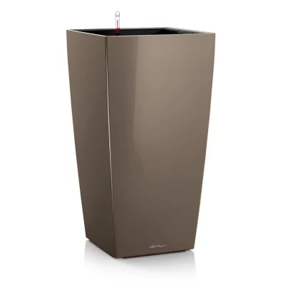 LECHUZA  Jardini&egrave;re Cubico 30 ALL-IN-ONE Taupe haute brillance 18214