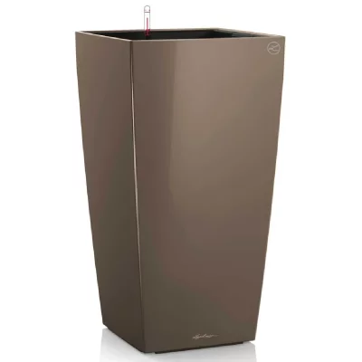 LECHUZA  Jardini&egrave;re Cubico 40 ALL-IN-ONE Taupe haute brillance 18215