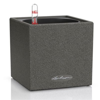 LECHUZA  Jardini&egrave;re de table CANTO Stone 14 ALL-IN-ONE Noir graphite