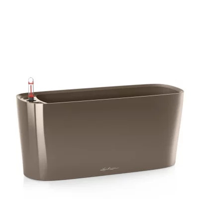 LECHUZA  Jardini&egrave;re de table Delta 20 ALL-IN-ONE Taupe brillant 15566