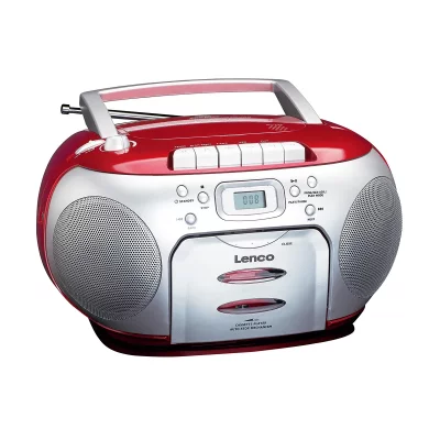 LENCO Lecteur CD/radio FM st&eacute;r&eacute;o portable  SCD-420RD Rouge-Argent 