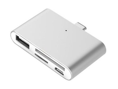 LOGILINK Lecteur de carte usb type-c pour microsd, sd, usb, usb micro (argent&eacute;)