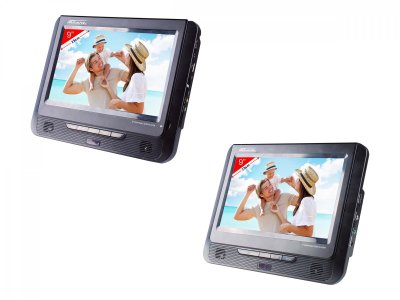 TAKARA Lecteur DVD portable  VRT179 - 2 &eacute;crans 9"" - USB/SD - Noir