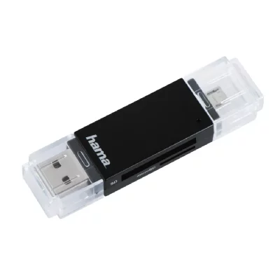 HAMA Lecteur multi-cartes USB 2.0 OTG Basic, SD/microSD, noir